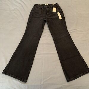 Universal Thread‎ Jeans Womens 6 Short Black High Rise Flare Stretch Denim New